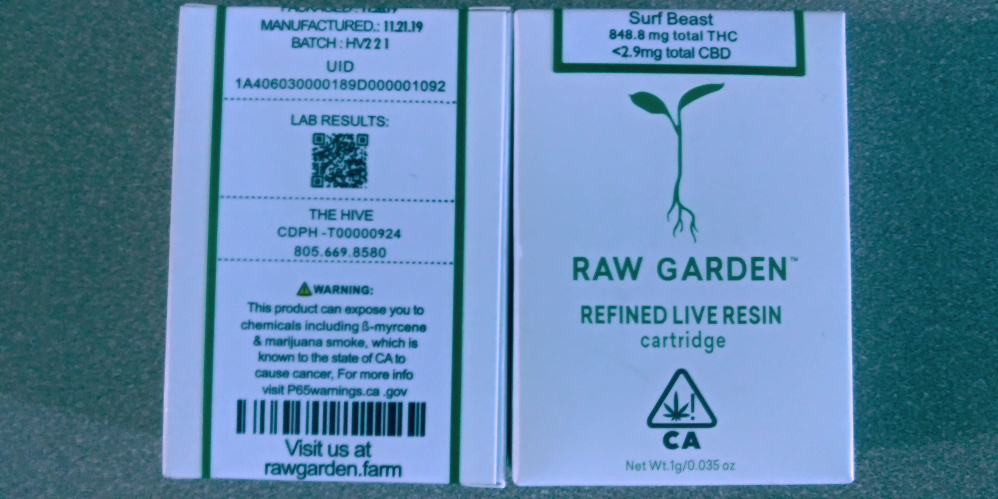 Raw Garden 1gr Live Resin Carts Cannabis Menu by Mr.Vape Cannabis